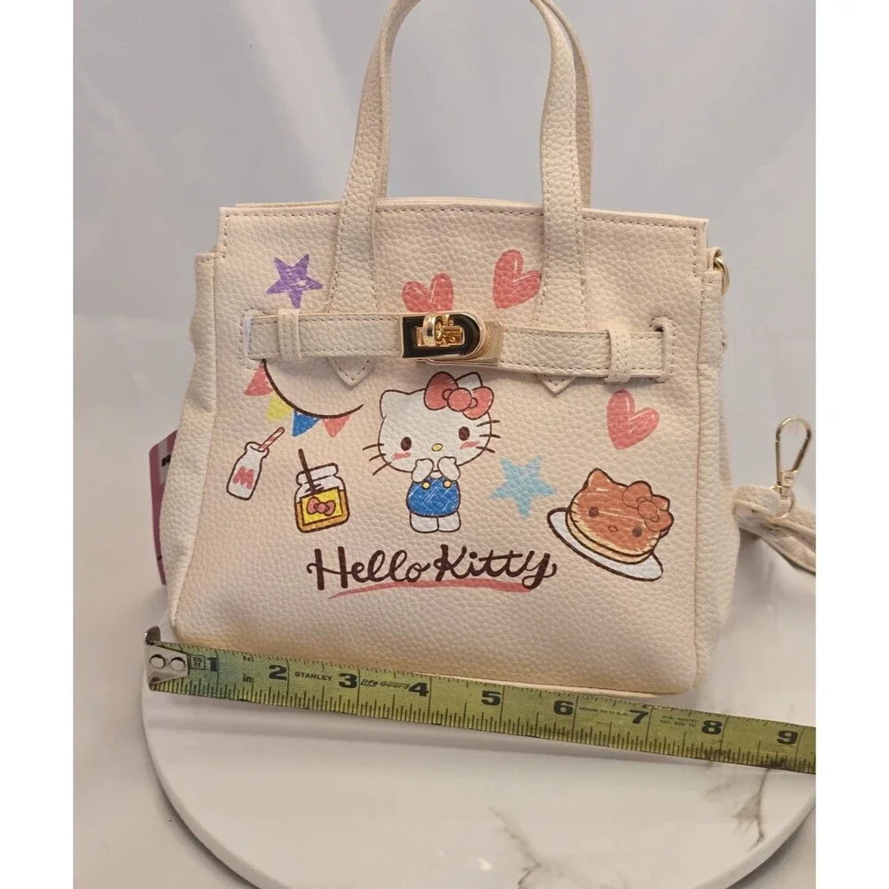 Hello Kitty Painted Mini Satchel Crossbody Purse NWT Sanrio White Faux Leather